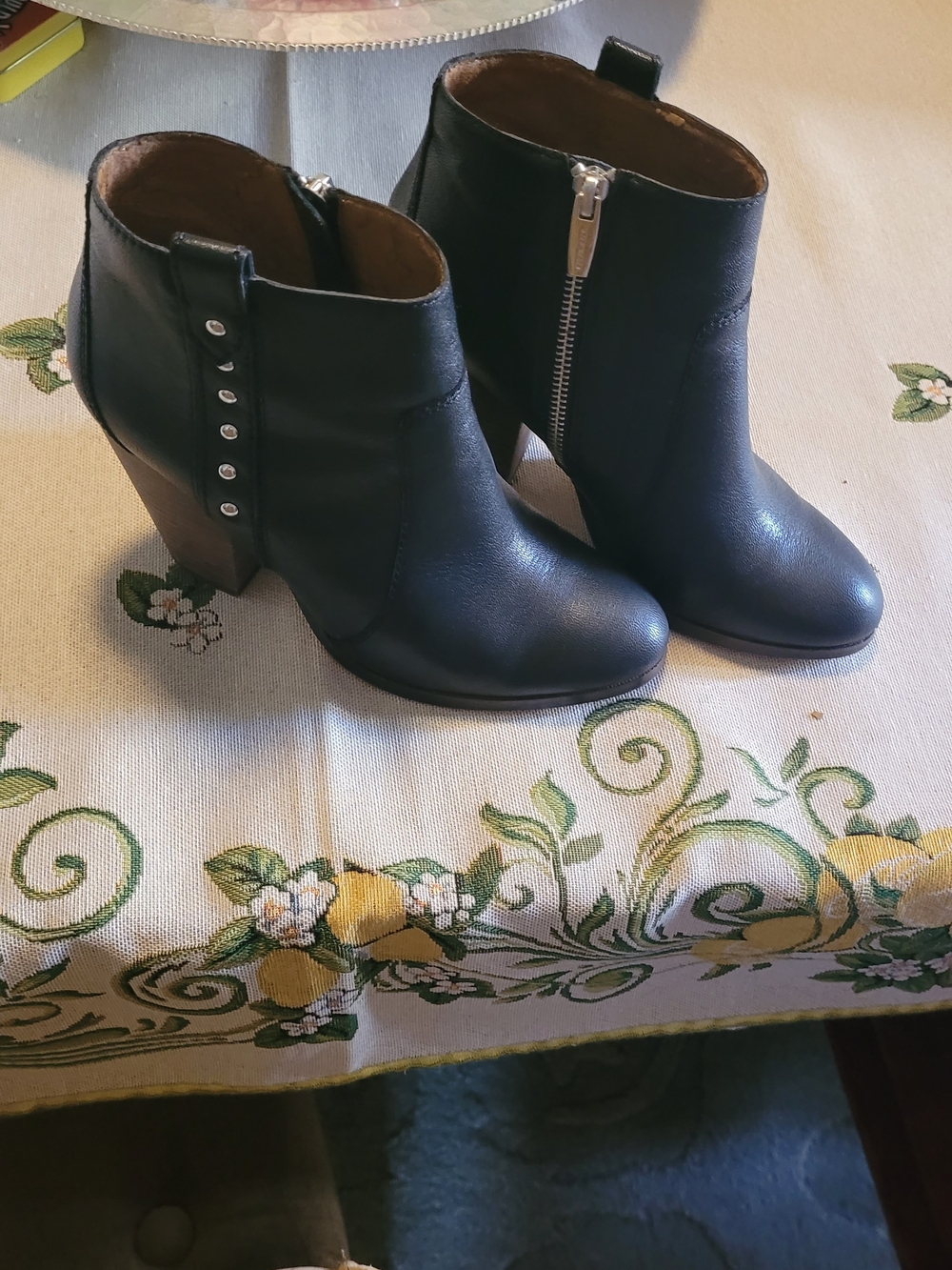 Coach Black Leather Ankle Booties with Side Zip